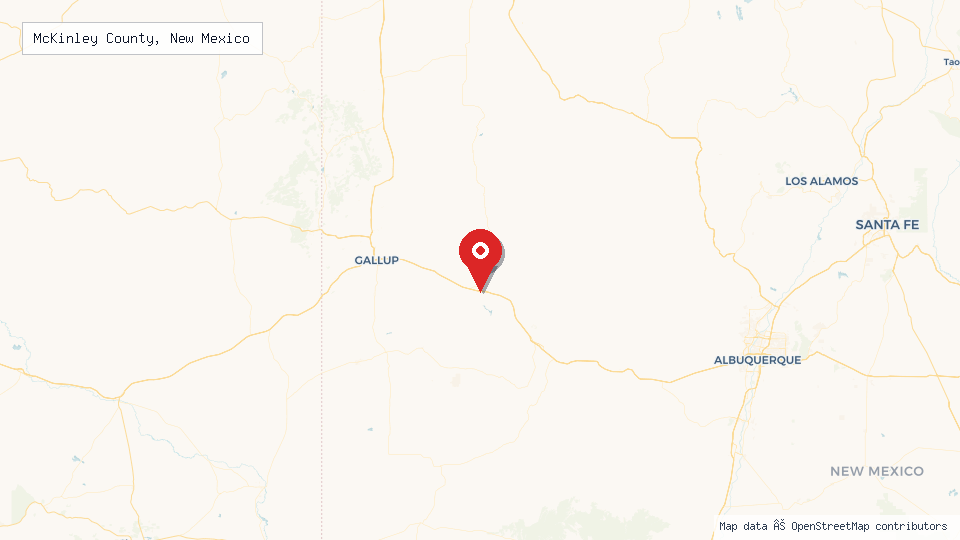 Street map of McKinley County, New Mexico with location pin
