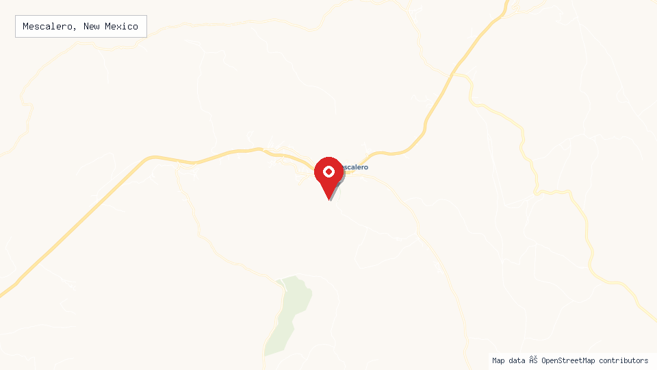 Street map of Mescalero, New Mexico with location pin