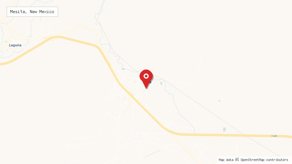 Street map of Mesita, New Mexico with location pin