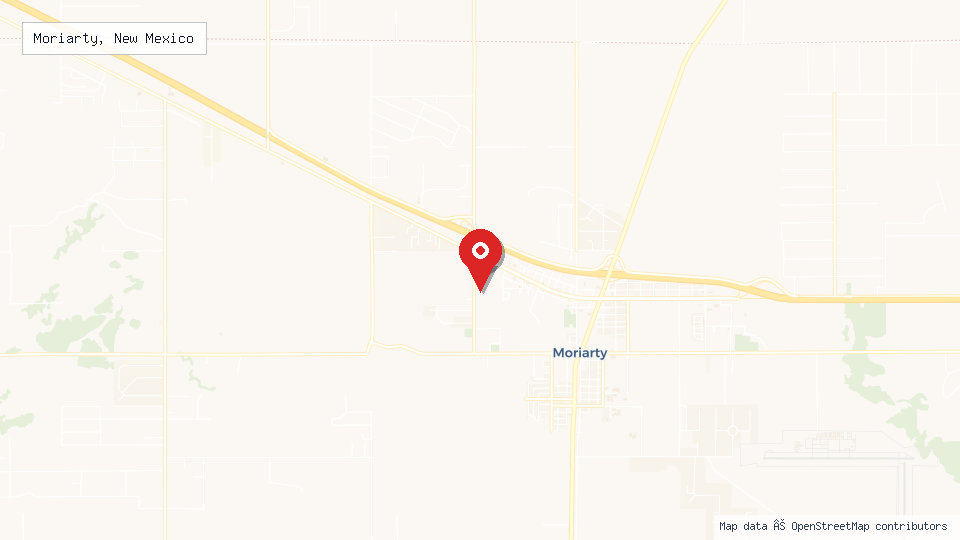 Street map of Moriarty, New Mexico with location pin