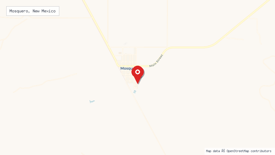 Street map of Mosquero, New Mexico with location pin