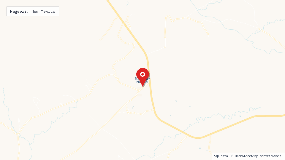 Street map of Nageezi, New Mexico with location pin