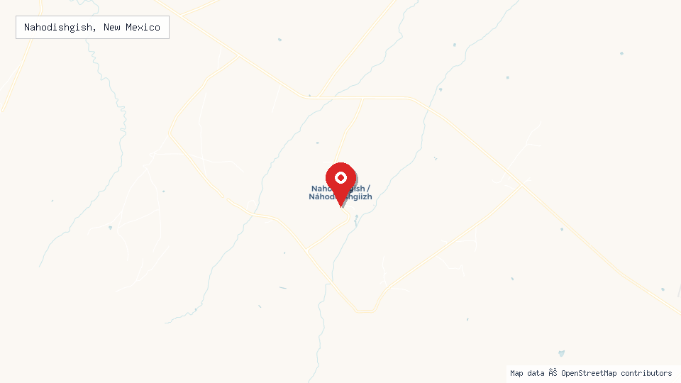Street map of Nahodishgish, New Mexico with location pin
