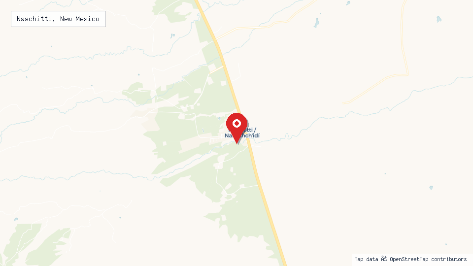 Street map of Naschitti, New Mexico with location pin