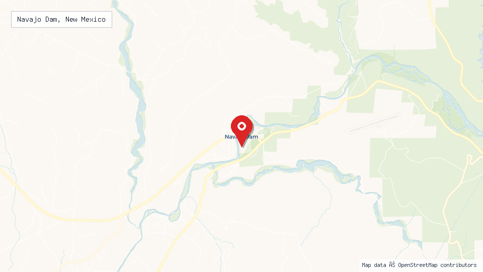 Street map of Navajo Dam, New Mexico with location pin