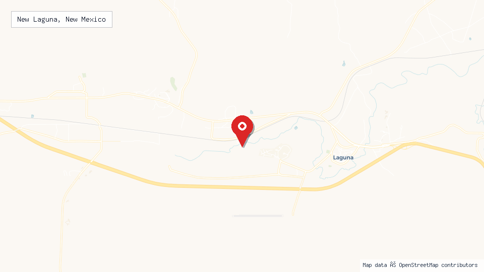 Street map of New Laguna, New Mexico with location pin