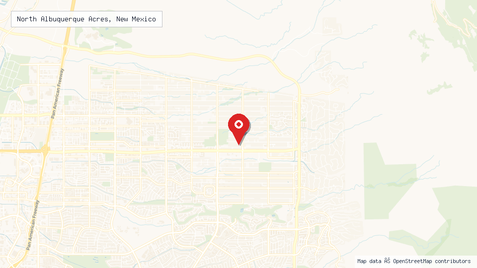 Street map of North Albuquerque Acres, New Mexico with location pin