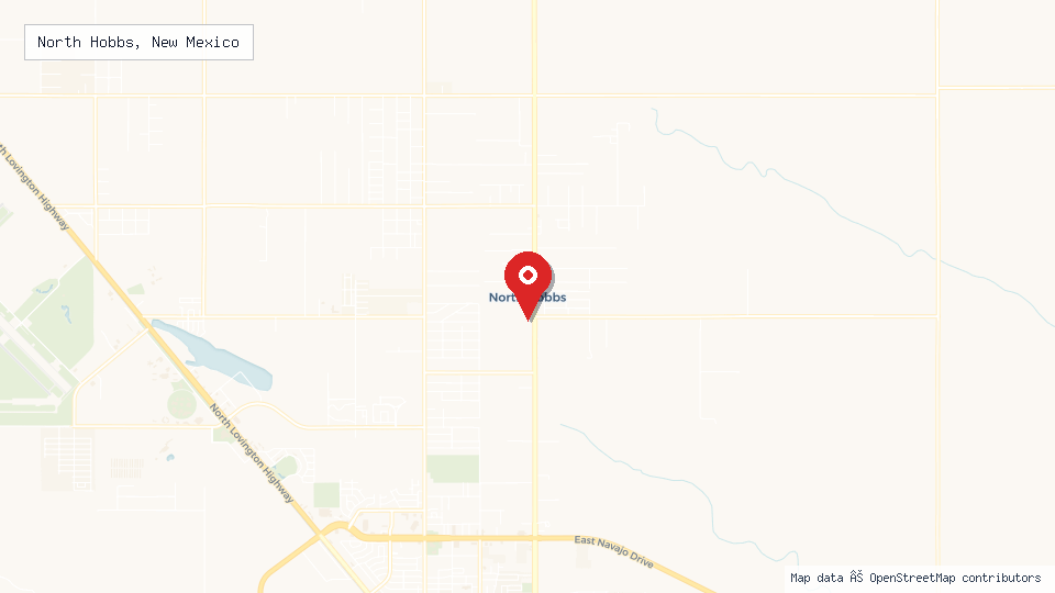 Street map of North Hobbs, New Mexico with location pin