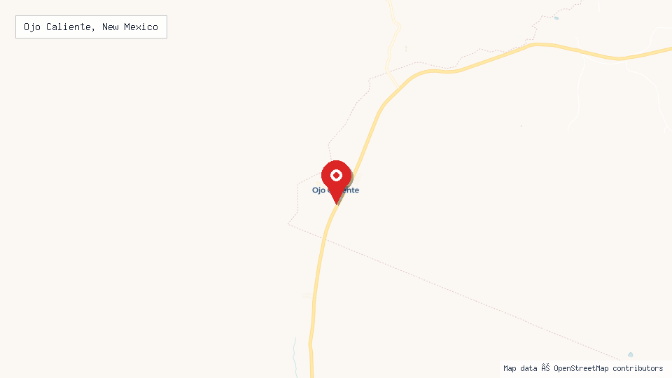 Street map of Ojo Caliente, New Mexico with location pin
