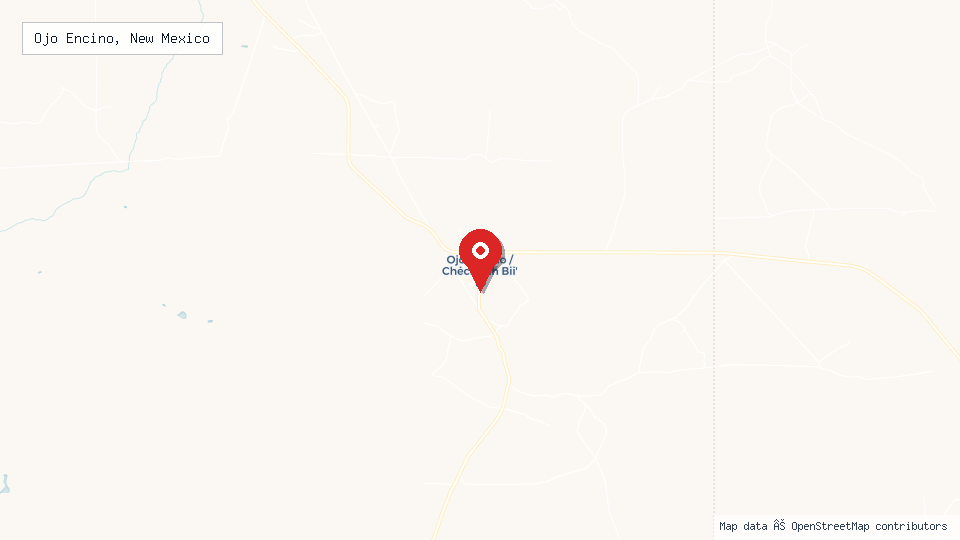 Street map of Ojo Encino, New Mexico with location pin