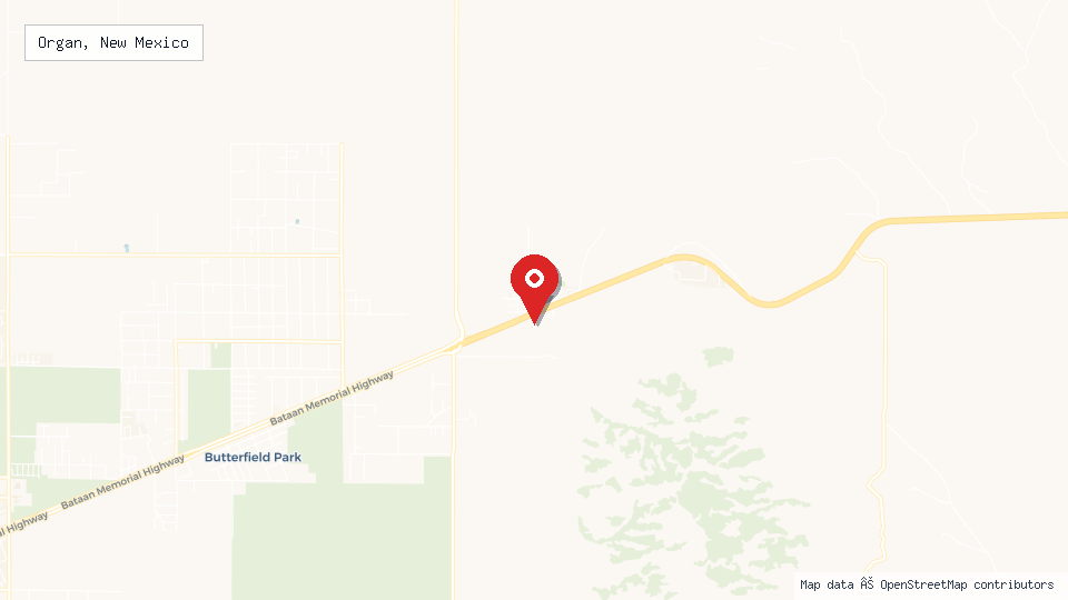 Street map of Organ, New Mexico with location pin