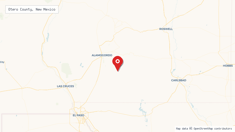 Street map of Otero County, New Mexico with location pin