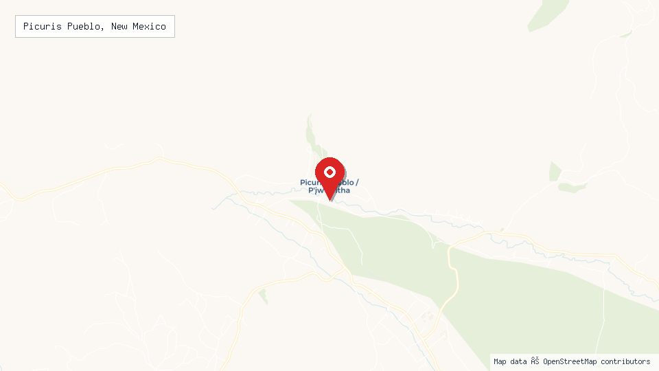 Street map of Picuris Pueblo, New Mexico with location pin