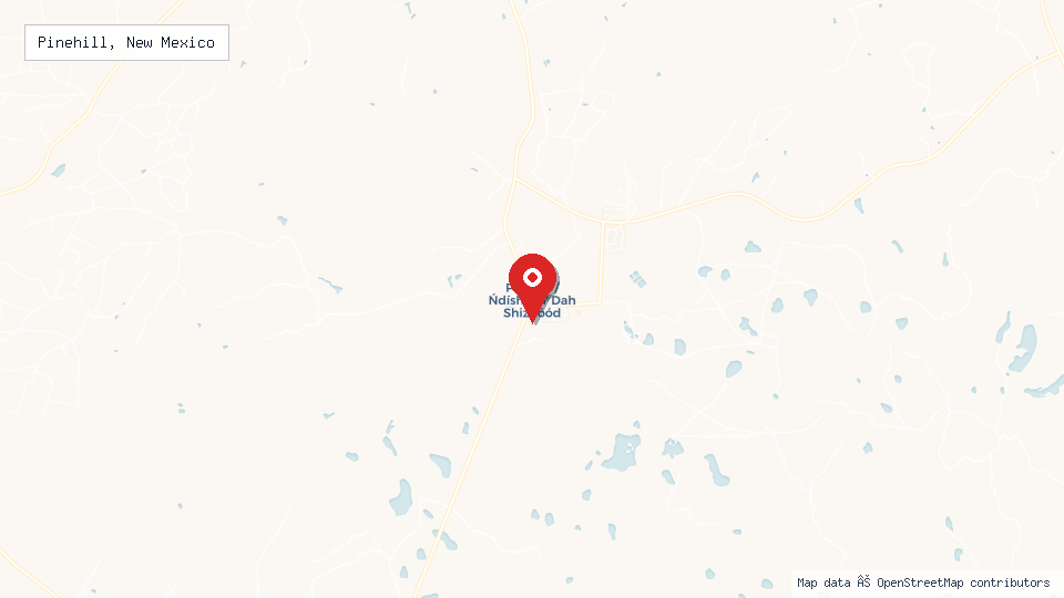 Street map of Pinehill, New Mexico with location pin