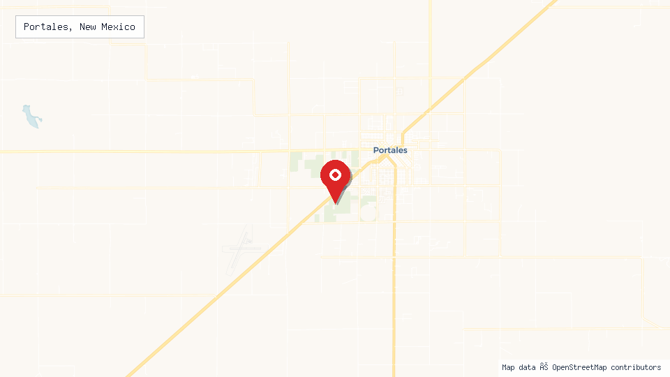 Street map of Portales, New Mexico with location pin