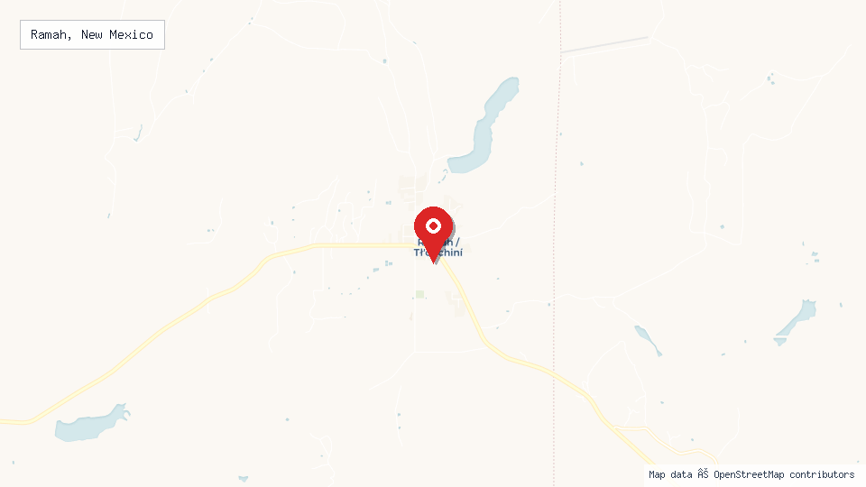 Street map of Ramah, New Mexico with location pin