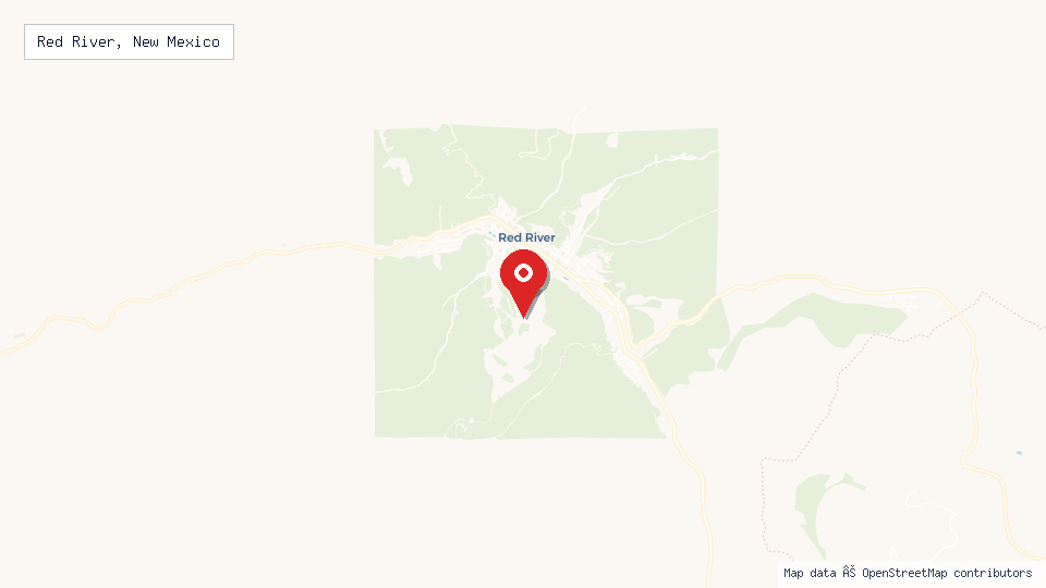 Street map of Red River, New Mexico with location pin