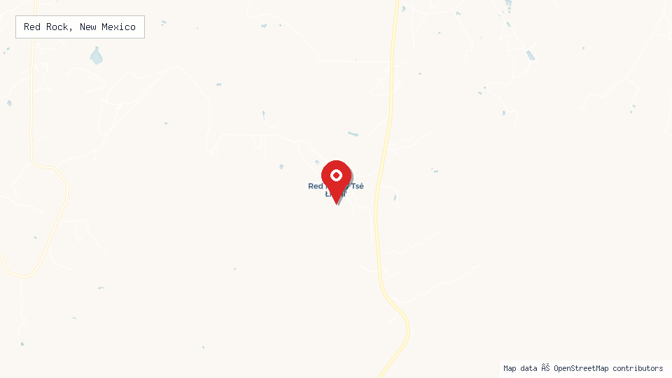 Street map of Red Rock, New Mexico with location pin