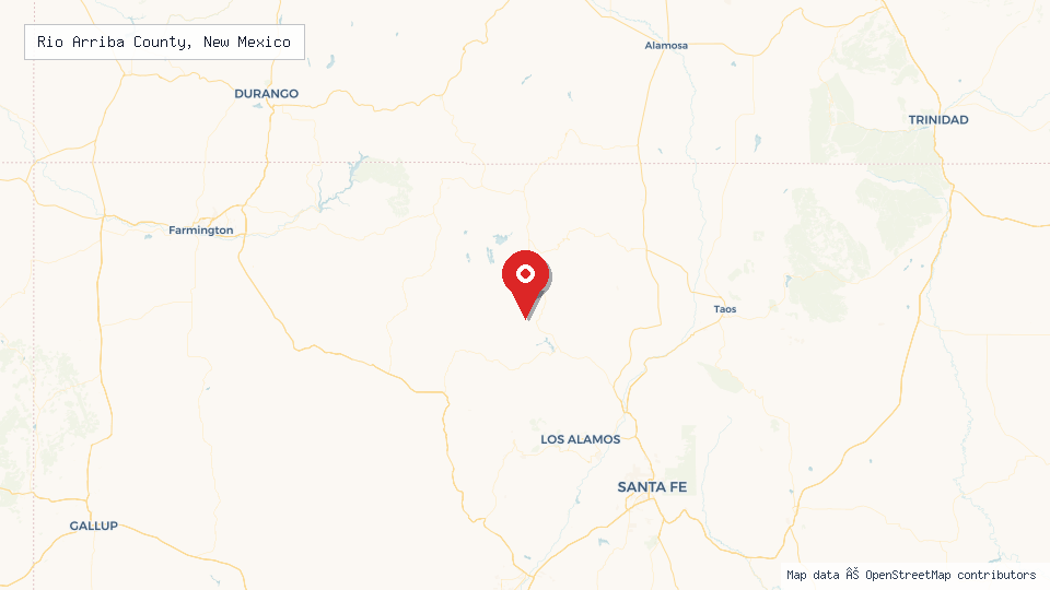Street map of Rio Arriba County, New Mexico with location pin