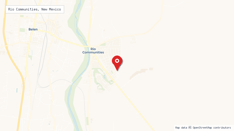 Street map of Rio Communities, New Mexico with location pin