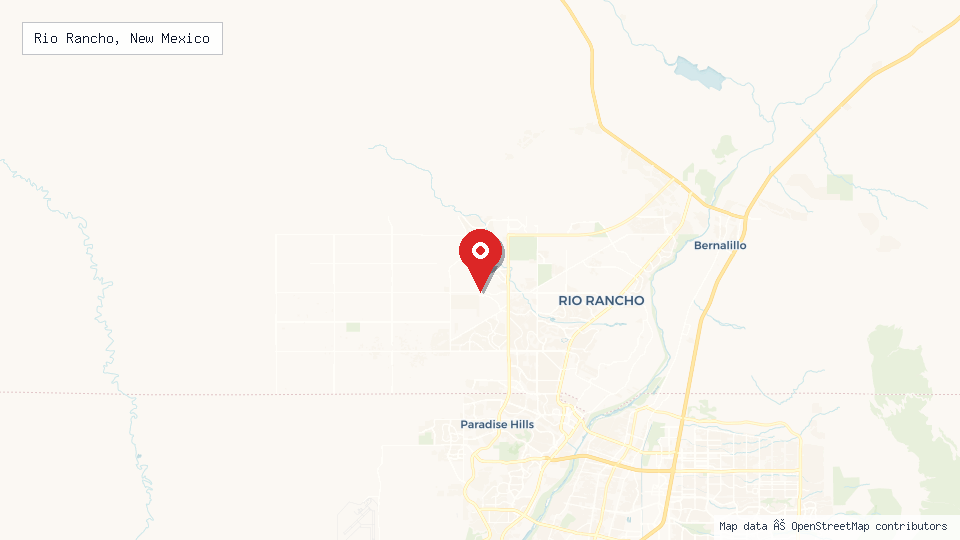 Street map of Rio Rancho, New Mexico with location pin