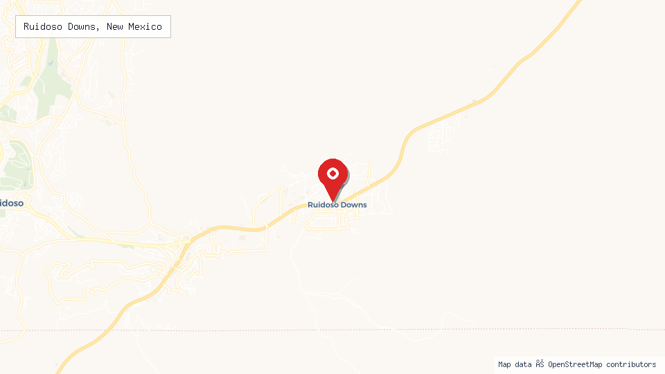 Street map of Ruidoso Downs, New Mexico with location pin