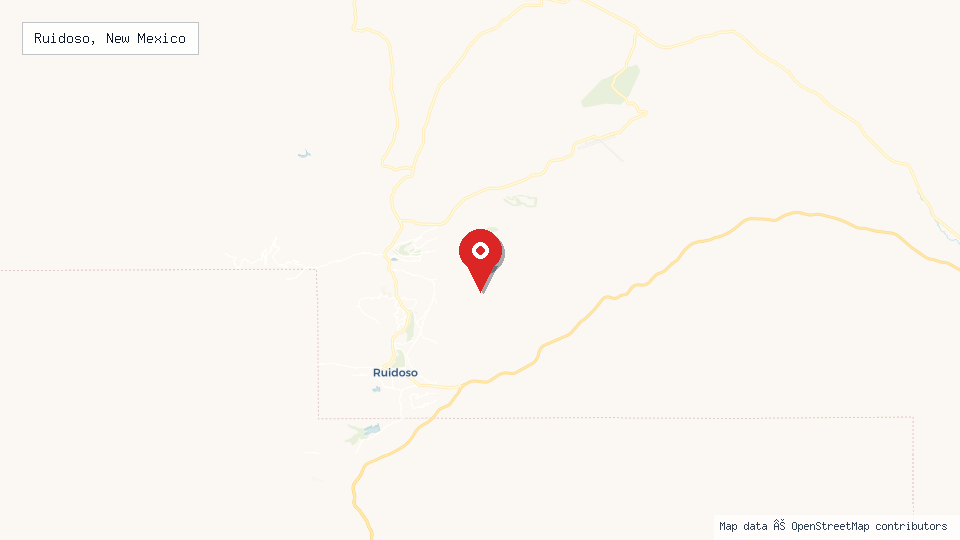 Street map of Ruidoso, New Mexico with location pin
