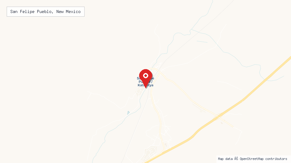 Street map of San Felipe Pueblo, New Mexico with location pin