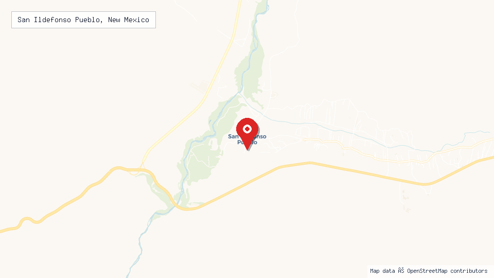 Street map of San Ildefonso Pueblo, New Mexico with location pin