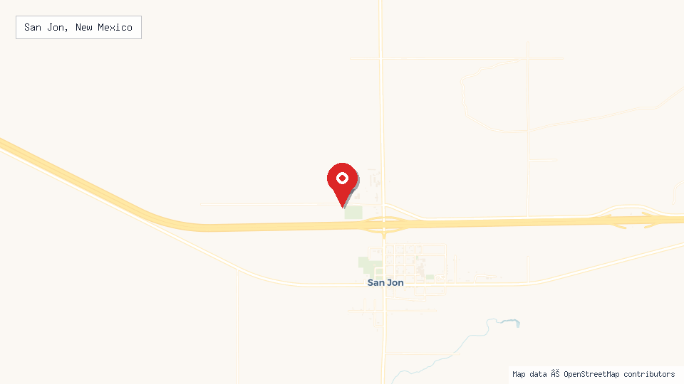Street map of San Jon, New Mexico with location pin