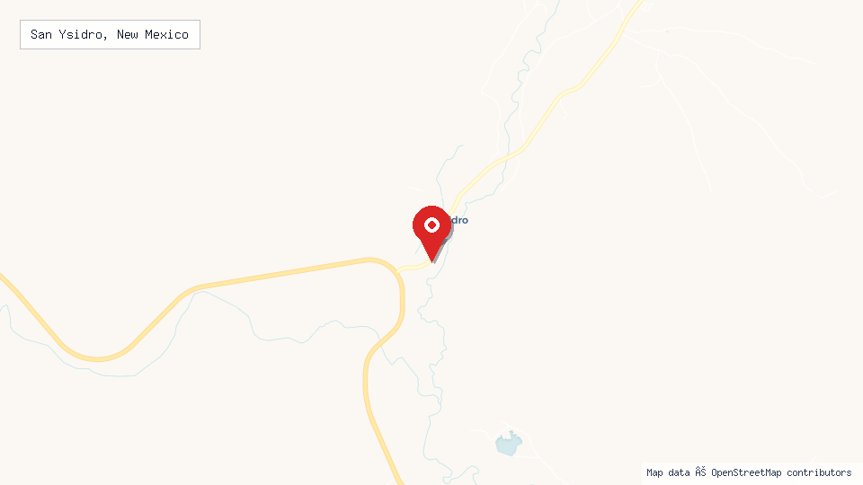 Street map of San Ysidro, New Mexico with location pin