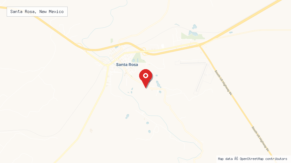 Street map of Santa Rosa, New Mexico with location pin