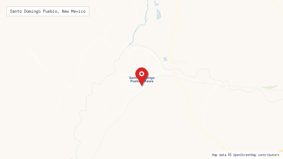 Street map of Santo Domingo Pueblo, New Mexico with location pin