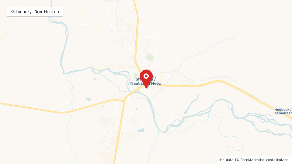 Street map of Shiprock, New Mexico with location pin