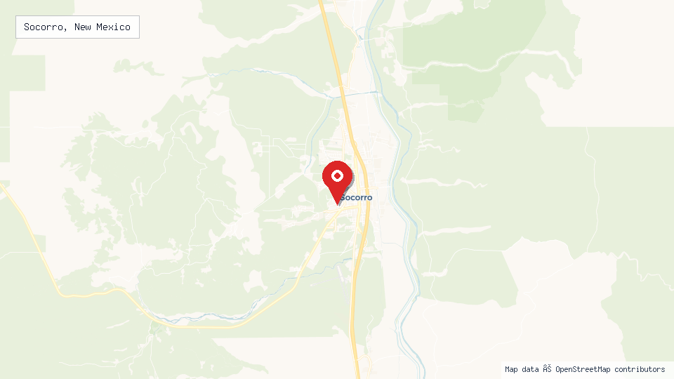 Street map of Socorro, New Mexico with location pin