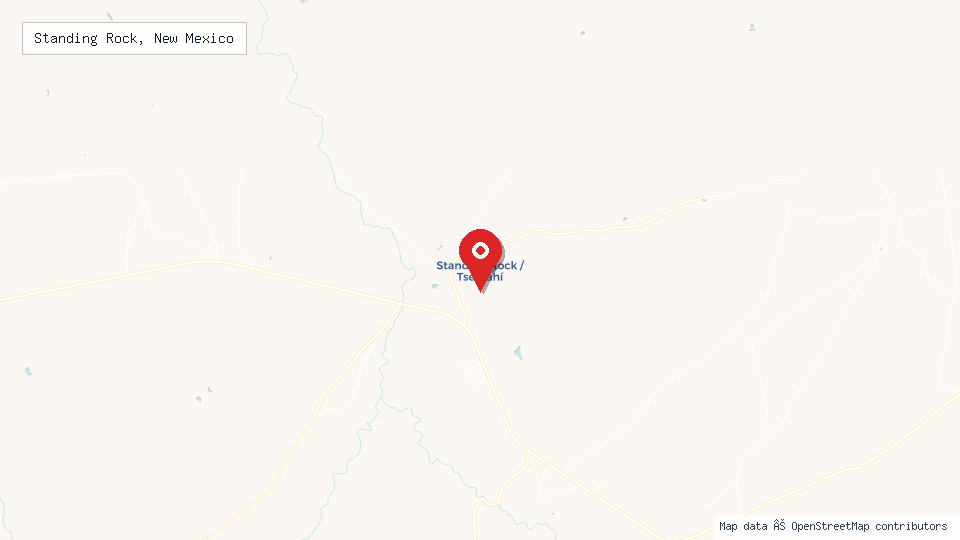 Street map of Standing Rock, New Mexico with location pin