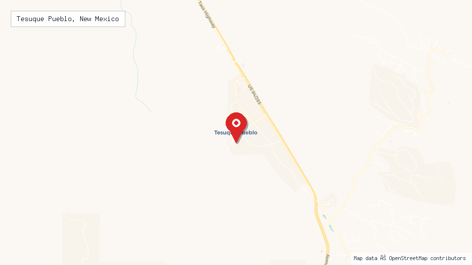 Street map of Tesuque Pueblo, New Mexico with location pin