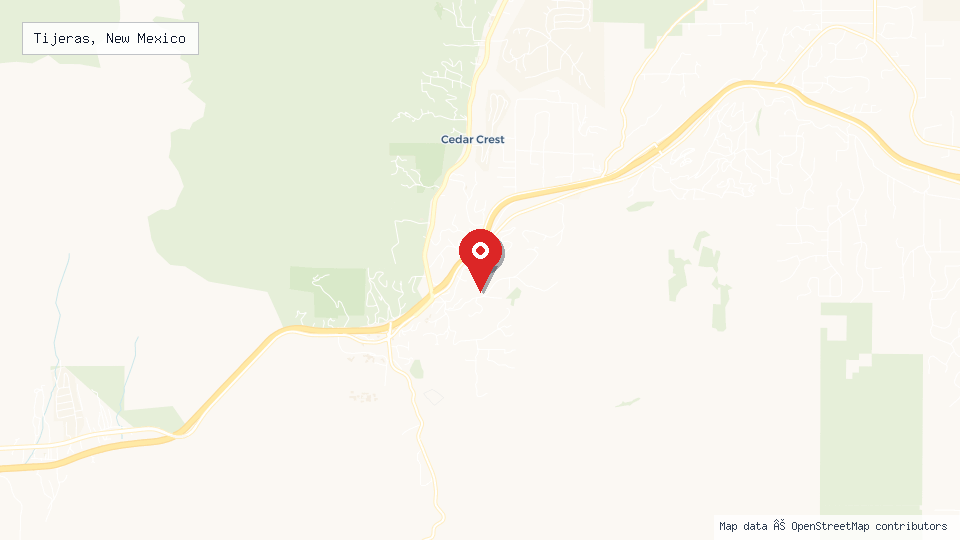 Street map of Tijeras, New Mexico with location pin