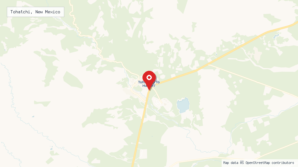 Street map of Tohatchi, New Mexico with location pin