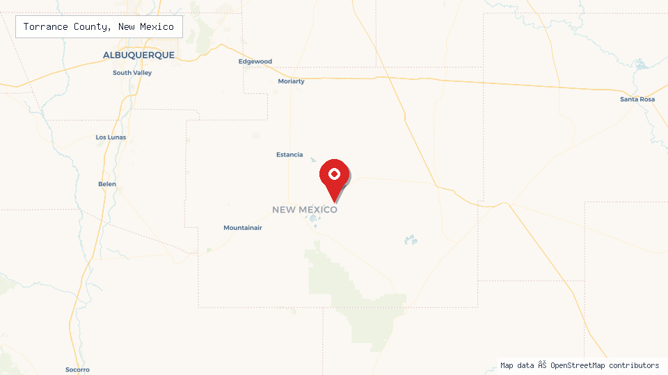Street map of Torrance County, New Mexico with location pin