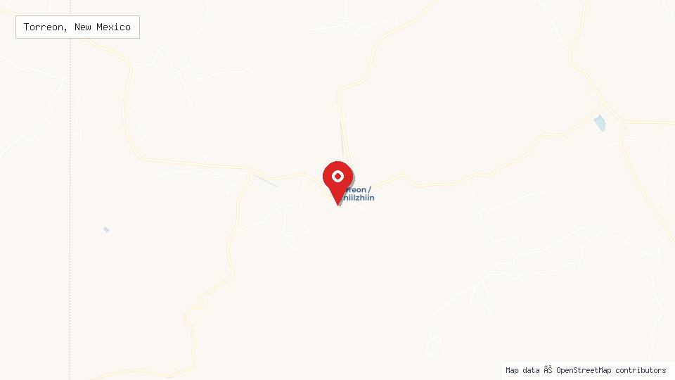 Street map of Torreon, New Mexico with location pin