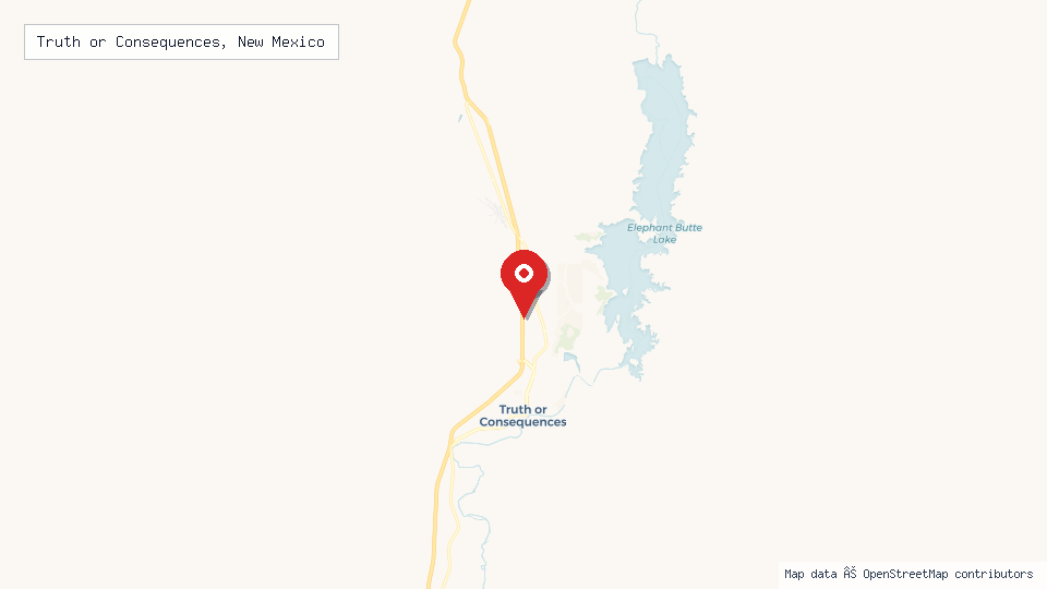 Street map of Truth or Consequences, New Mexico with location pin