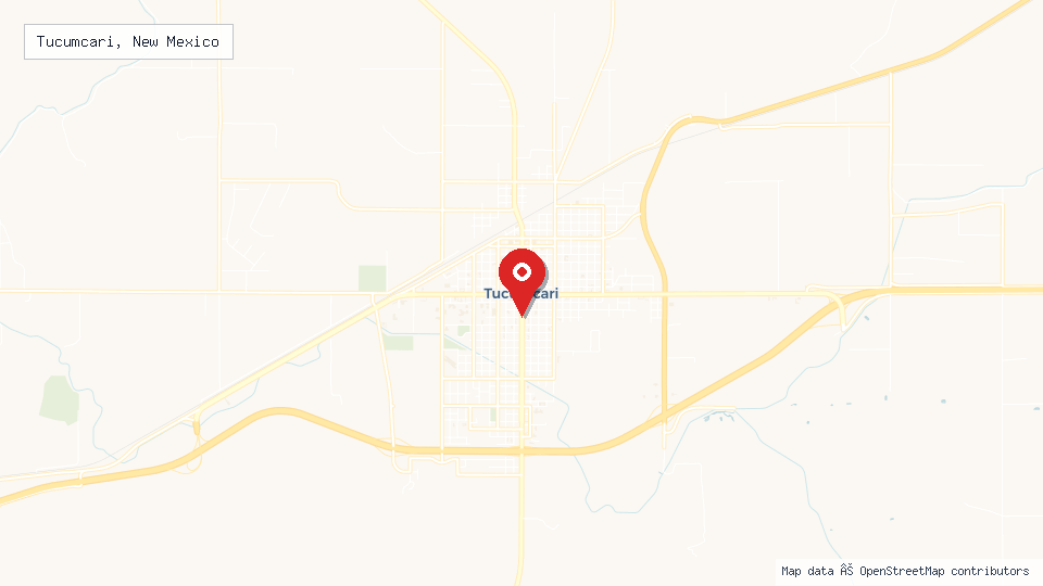 Street map of Tucumcari, New Mexico with location pin