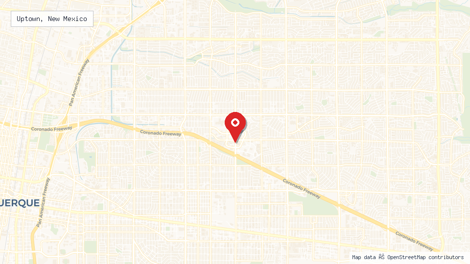 Street map of Uptown, New Mexico with location pin