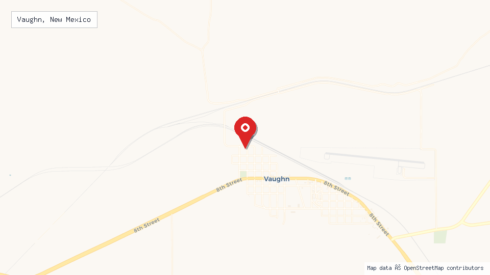Street map of Vaughn, New Mexico with location pin