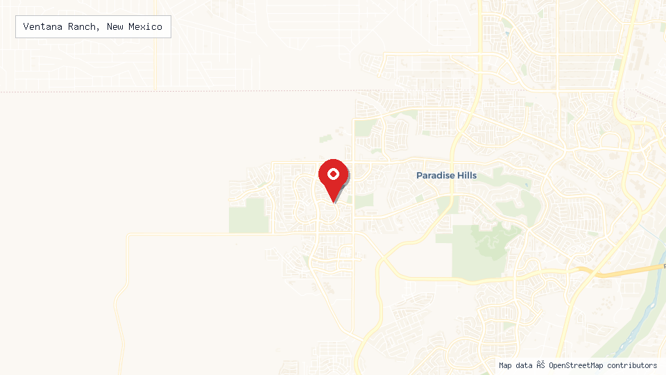 Street map of Ventana Ranch, New Mexico with location pin