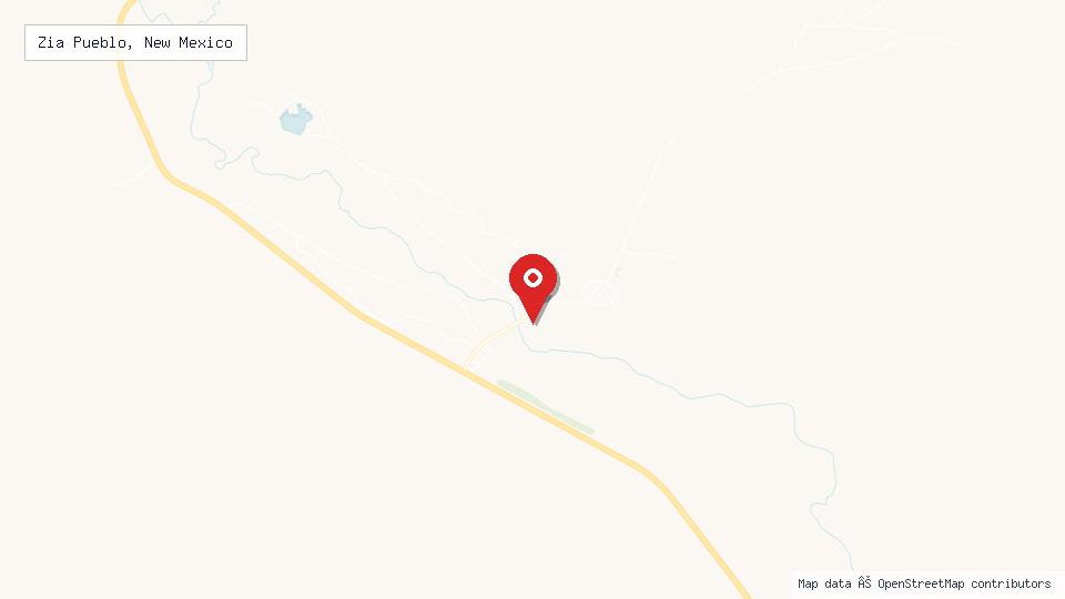 Street map of Zia Pueblo, New Mexico with location pin