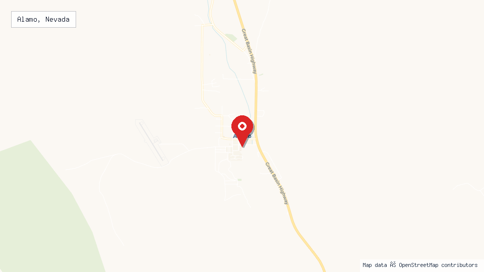 Street map of Alamo, Nevada with location pin