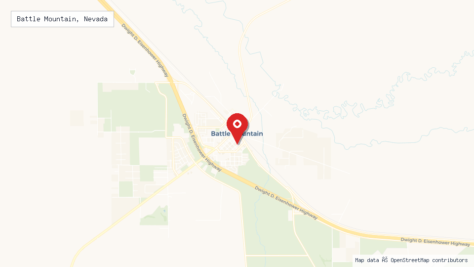 Street map of Battle Mountain, Nevada with location pin