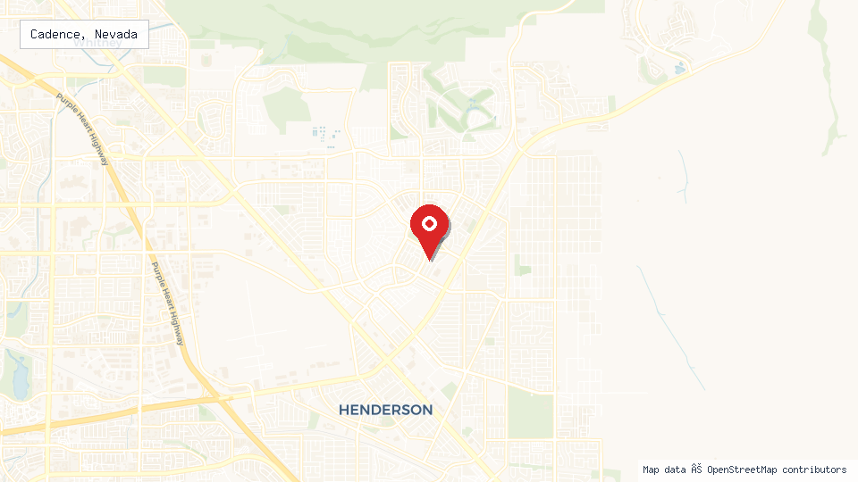 Street map of Cadence, Nevada with location pin